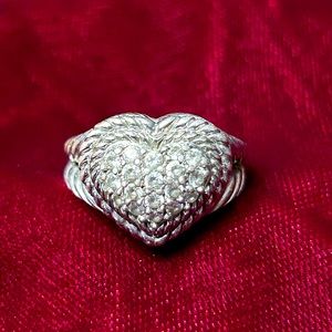 Judith Ripka: Pava heart shaped Sterling Silver rope ring.